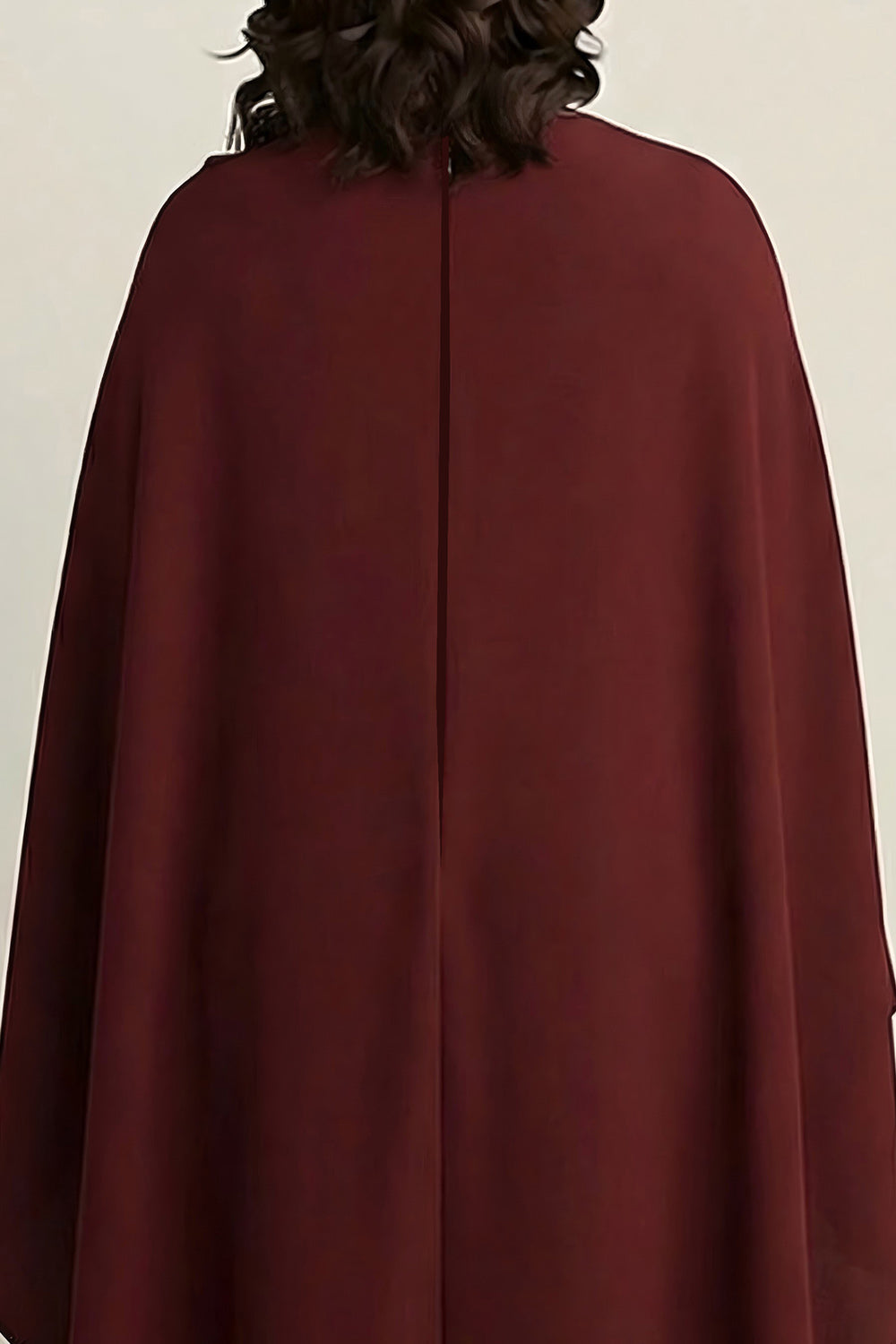Burgundy Plus Size Satin Sheath High Neck Knee-Length Formal Dress with Shawl