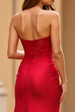 Red Sheath Sweetheart Long Prom Dress with Slit