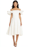 A Line Satin White Off the Shoulder Long Graduation Dress with Ruffles