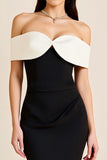 Sheath White Off the Shoulder Long Black Tie Dress
