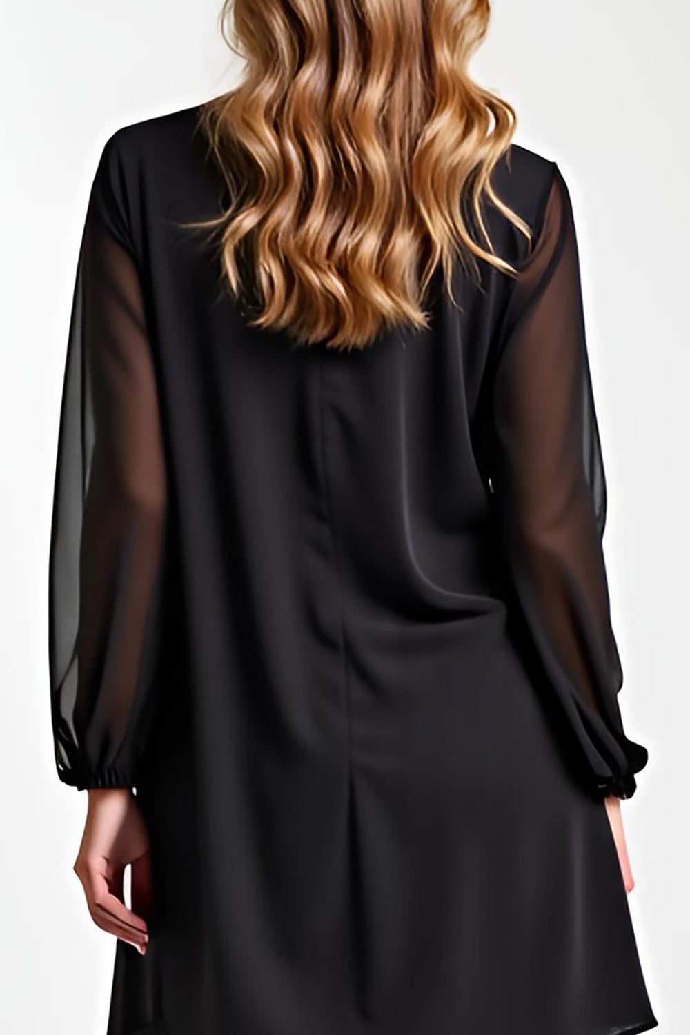 Black 2 Piece Chiffon Mother of the Bride Pantsuit with Long Sleeves