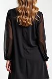 Black 2 Piece Chiffon Mother of the Bride Pantsuit with Long Sleeves