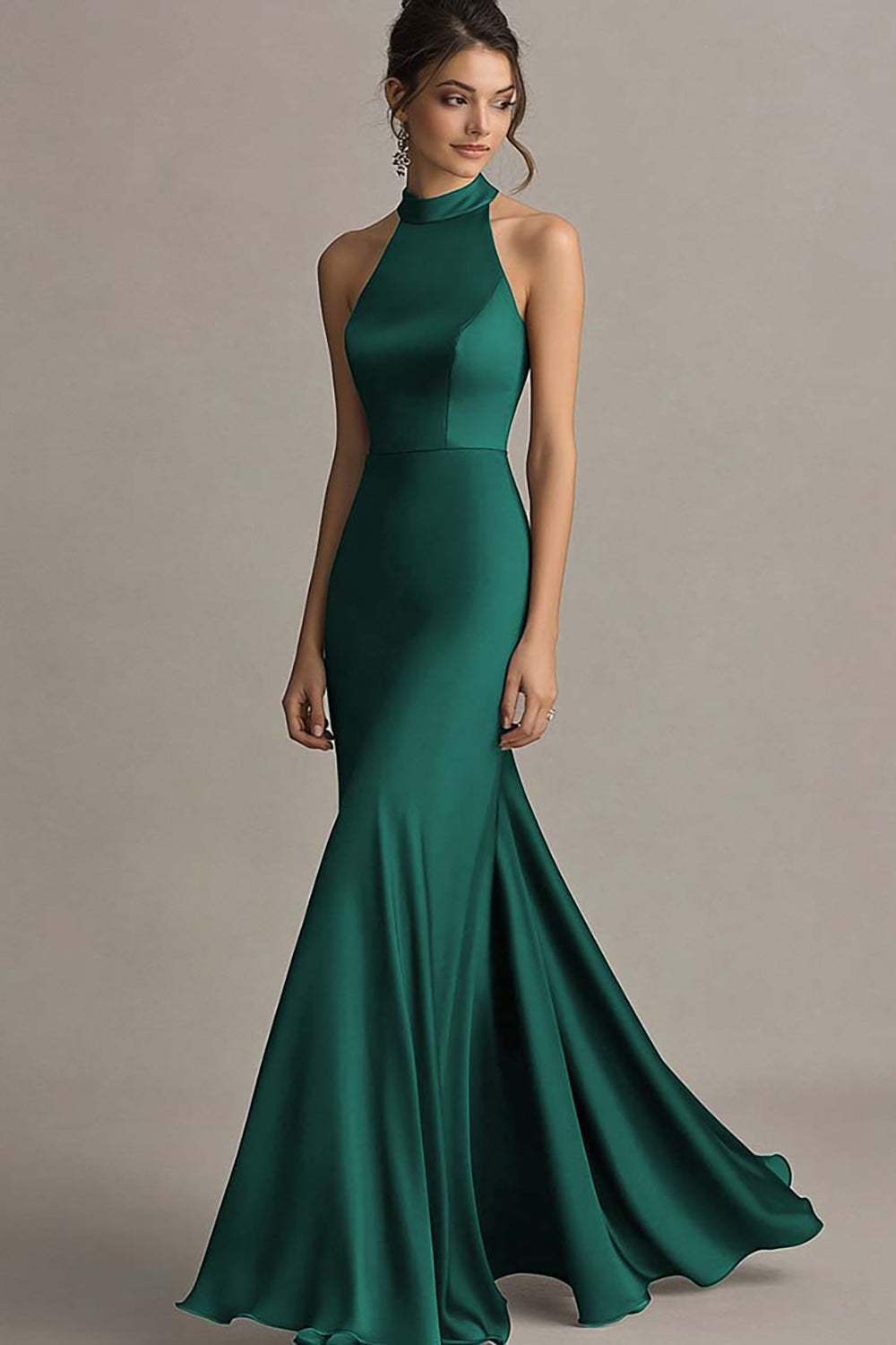 Simple Coffee Satin Mermaid Long Formal Dress