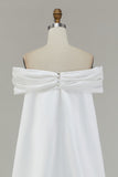 Ivory Off the Shoulder Bow Mermaid Floor-Length Wedding Dress with Cape