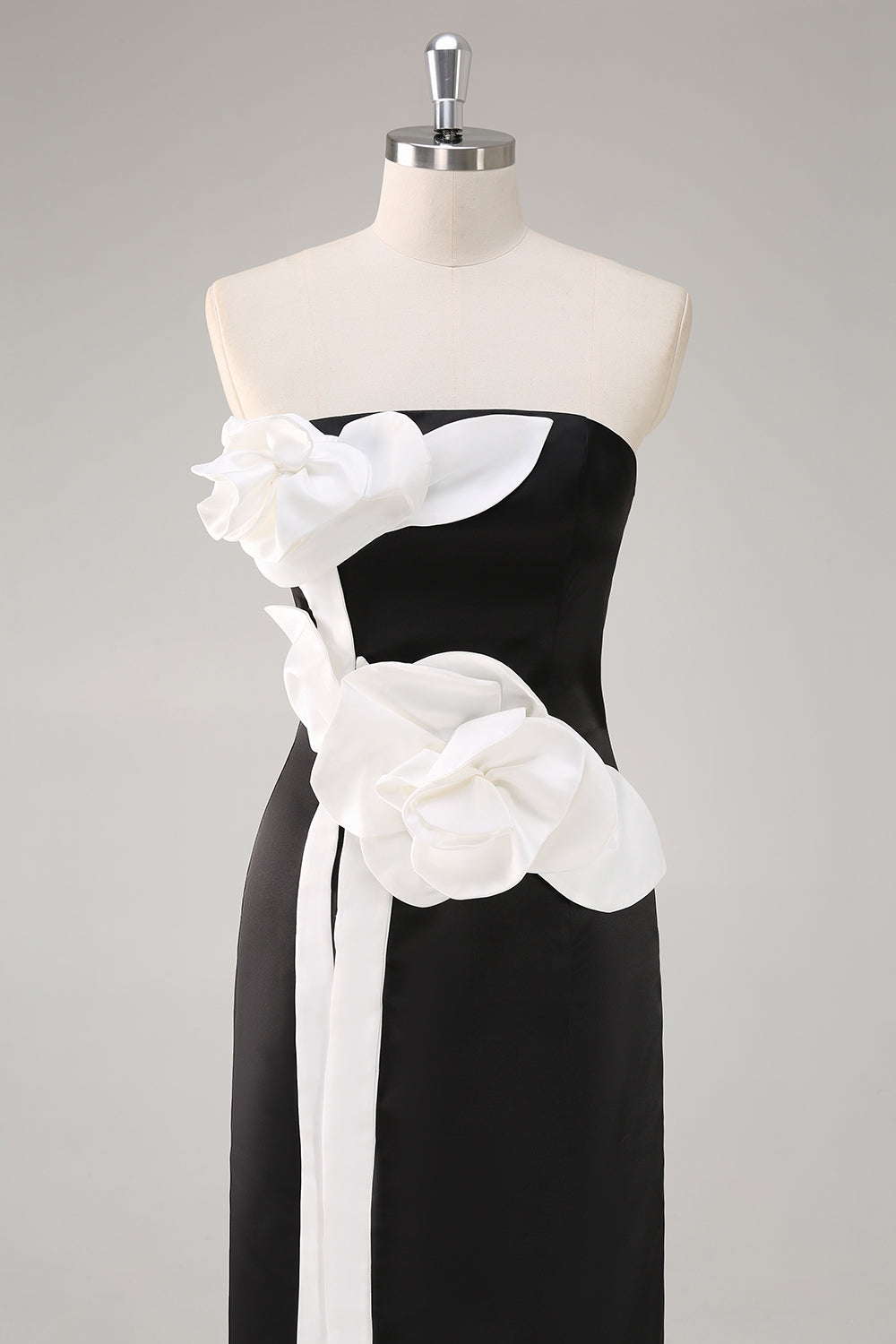 ZAPAKASA Women Black Wedding Guest Dress with 3D Flowers Sheath