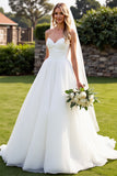 Simple Ivory Sweetheart Ball Gown Sweep Train Wedding Dress