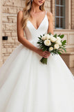 Ivory Ball Gown V-Neck Long Wedding Dress