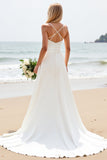 Simple White Satin Sweetheart Sweep Train Wedding Dress
