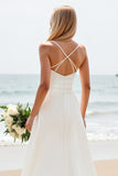 Simple White Satin Sweetheart Sweep Train Wedding Dress