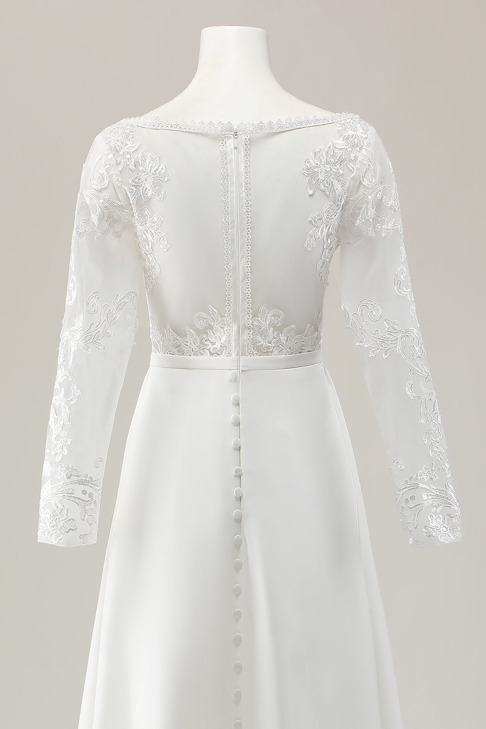 Ivory Deep V-Neck Sweep Train Satin Wedding Jumpsuits with Lace