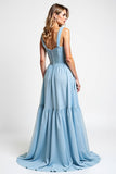 Sky Blue Sweetheart A Line High-Low Bridesmaid Dress