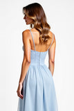 Sweetheart Sky Blue Backless Long Bridesmaid Dress