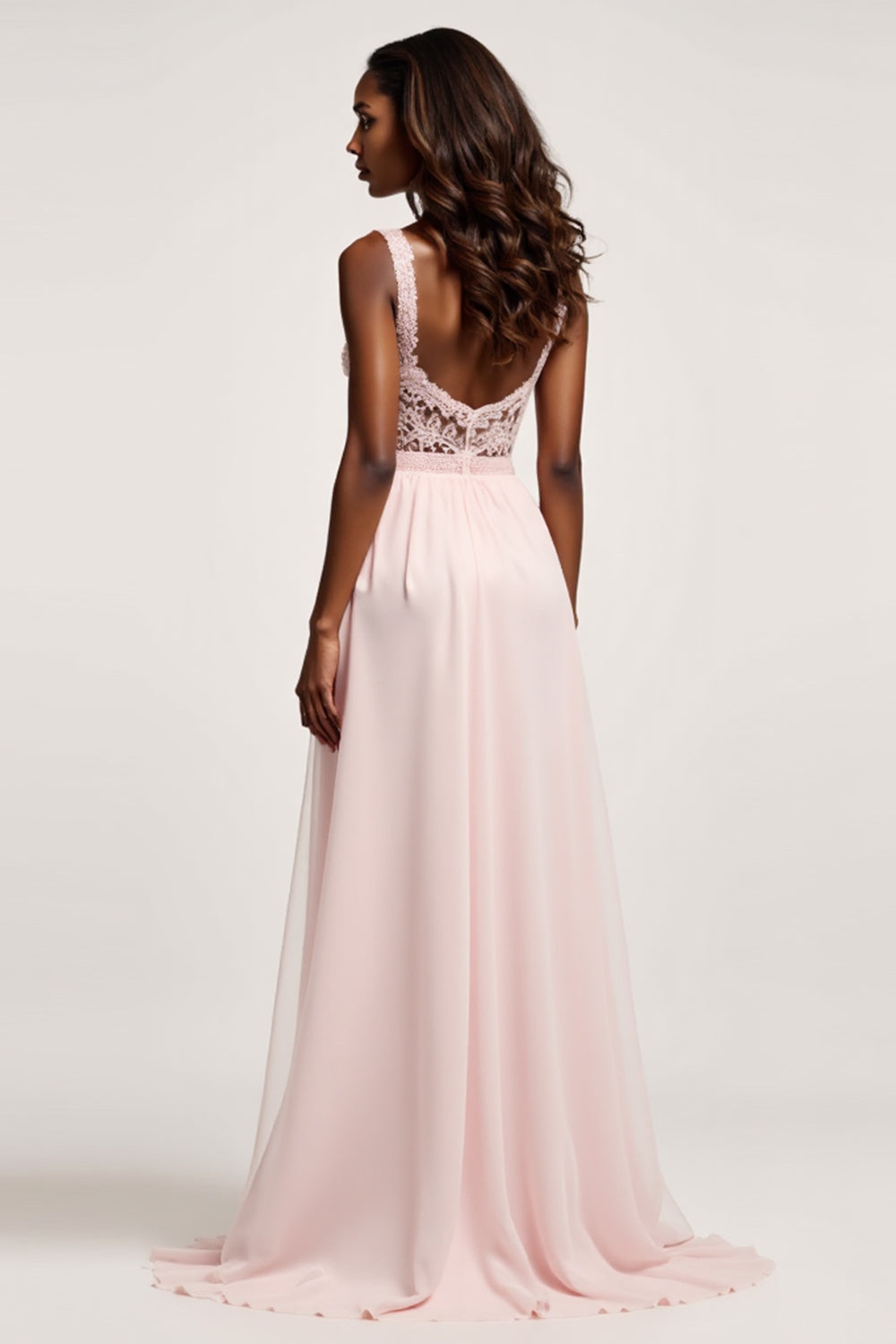 Corset Candy Pink A Line Chiffon Ruched Long Prom Dress with Slit