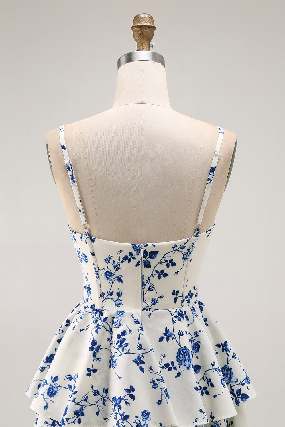 ZAPAKASA Women Blue Flower Tiered Long Prom Dress with Slit Floral Chiffon Backless Spaghetti Straps A Line Formal Dress ZAPAKASA Women Blue Flower Tiered Long Prom Dress with Slit Floral Chiffon Backless Spaghetti Straps A Line Formal Dress