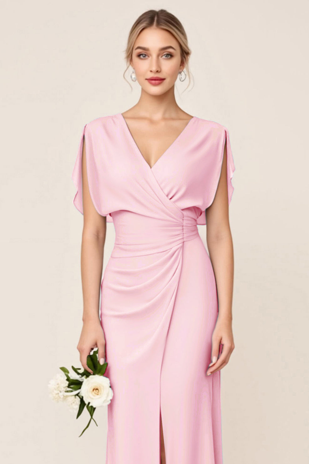 Zapakasa Women Light Blue Sheath Maxi Bridesmaid Dress V Neck Backless Sleeveless Long Wedding Guest Dress with Ruffles Zapakasa Women Light Blue Sheath Maxi Bridesmaid Dress V Neck Backless Sleeveless Long Wedding Guest Dress with Ruffles
