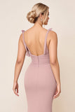Dusty Rose Chiffon Long Mermaid Maxi Bridesmaid Dress with Slit