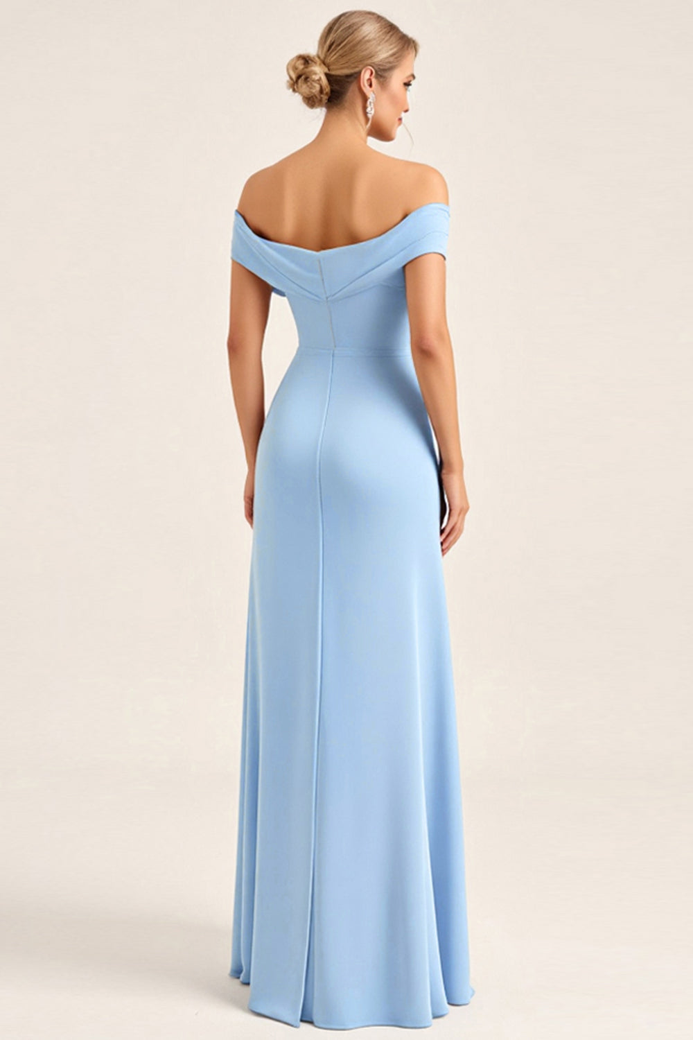 Sheath Blush Pink Off the Shoulder Maxi Bridesmaid Dress with Slit