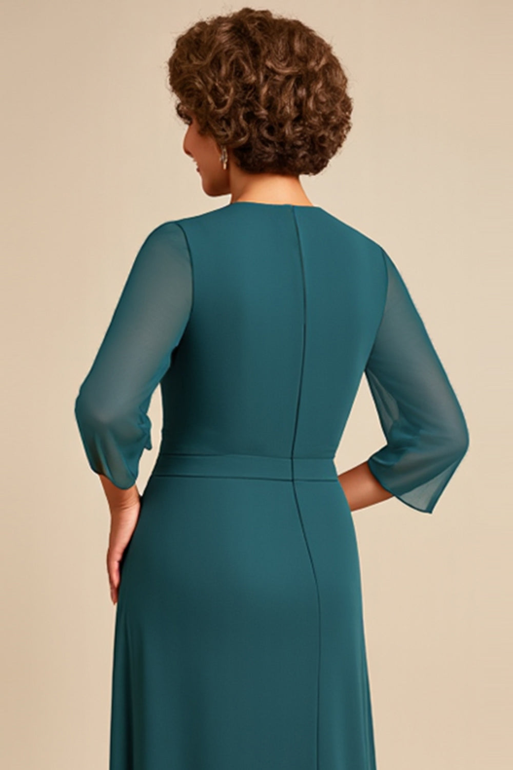 Peacock Sheath Chiffon Long Mother of the Bride Dress with Slit