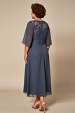 Twilight Illusion Neck Chiffon Long Mother of the Bride Dress