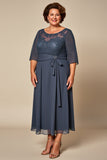 Twilight Illusion Neck Chiffon Long Mother of the Bride Dress