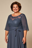 Twilight Illusion Neck Chiffon Long Mother of the Bride Dress
