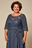 Twilight Illusion Neck Chiffon Long Mother of the Bride Dress