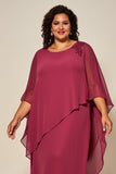Desert Rose Chiffon A Line Round Neck Long Mother of the Bride Dress