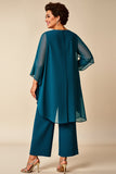 Chiffon Peacock Asymmetrical Jumpsuit Mother of the Bride Dress