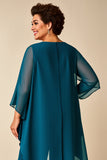 Chiffon Peacock Asymmetrical Jumpsuit Mother of the Bride Dress