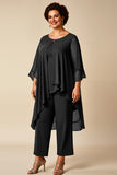 Chiffon Peacock Asymmetrical Jumpsuit Mother of the Bride Dress