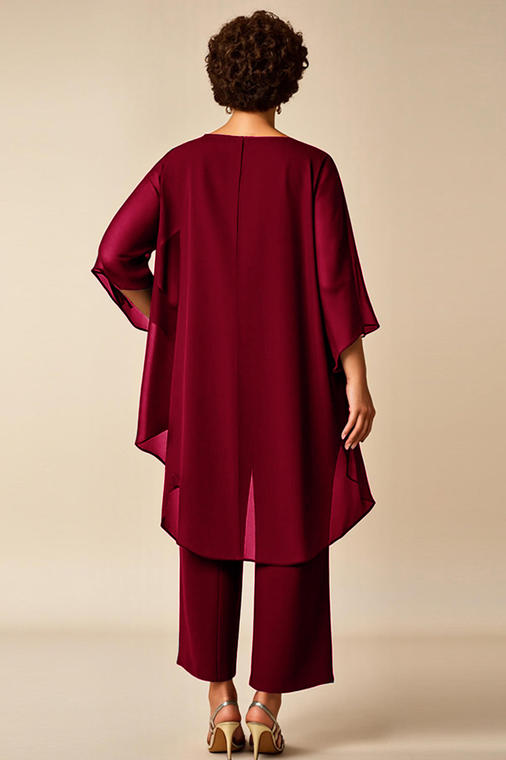 Chiffon Peacock Asymmetrical Jumpsuit Mother of the Bride Dress