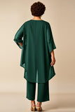 Chiffon Peacock Asymmetrical Jumpsuit Mother of the Bride Dress