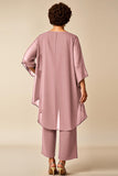 Chiffon Peacock Asymmetrical Jumpsuit Mother of the Bride Dress