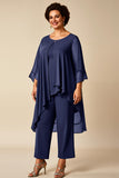 Chiffon Peacock Asymmetrical Jumpsuit Mother of the Bride Dress