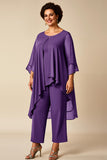 Chiffon Peacock Asymmetrical Jumpsuit Mother of the Bride Dress