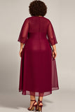 Plus Size Burgundy A Line Scoop Long Mother of the Bride Dress