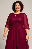 Plus Size Burgundy A Line Scoop Long Mother of the Bride Dress