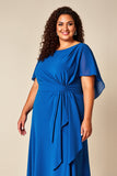 Royal Blue A Line Chiffon Mother of the Bride Dress with Sleeves