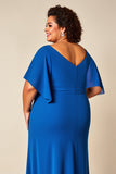 Royal Blue A Line Chiffon Mother of the Bride Dress with Sleeves