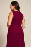 Plus Size Burgundy A Line Chiffon Long Mother of the Bride Dress