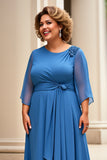 Royal Blue Chiffon Plus Size Long A Line Mother of the Bride Dress
