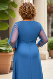 Royal Blue Chiffon Plus Size Long A Line Mother of the Bride Dress