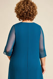Ink Blue Chiffon Plus Size Long Mother of the Bride Pantsuit