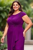 Purple Chiffon A Line Plus Size Long Mother of the Bride Dress