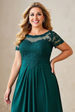 Pine Illusion Neck Asymmetrical Plus Size Mother of the Bride Dress