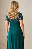 Pine Illusion Neck Asymmetrical Plus Size Mother of the Bride Dress