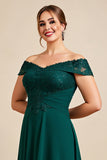 Pine A Line Off the Shoulder Long Plus Size Mother of the Bride Dress