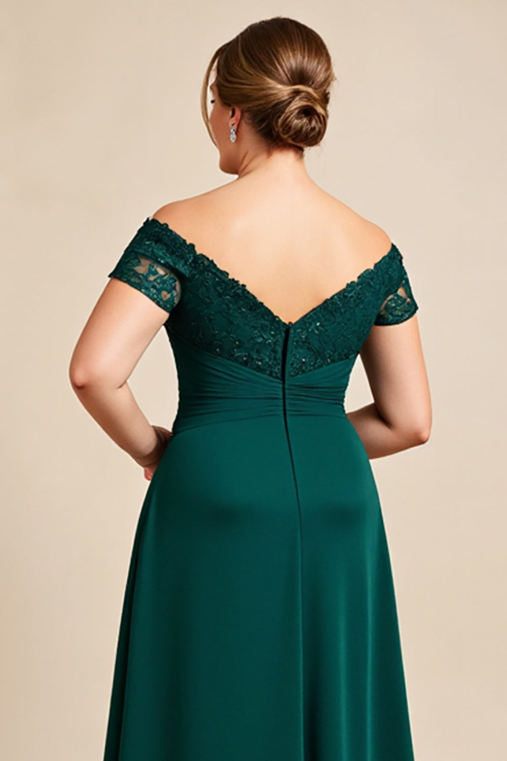Pine A Line Off the Shoulder Long Plus Size Mother of the Bride Dress