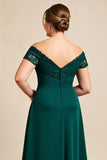 Pine A Line Off the Shoulder Long Plus Size Mother of the Bride Dress