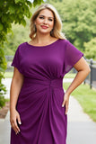 Purple Chiffon Plus Size A Line Long Mother of the Bride Dress with Ruffles
